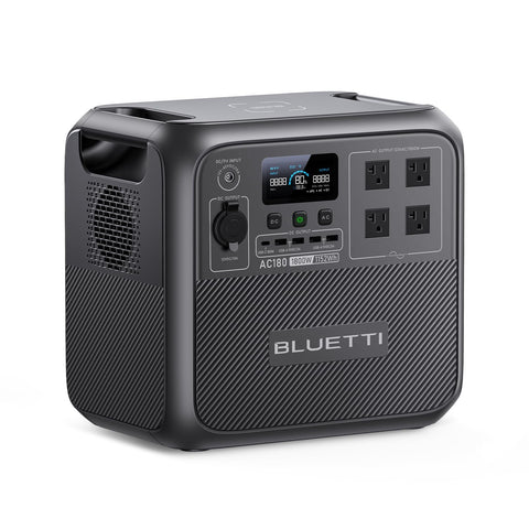 BLUETTI AC180 front panel shows status for easy monitoring