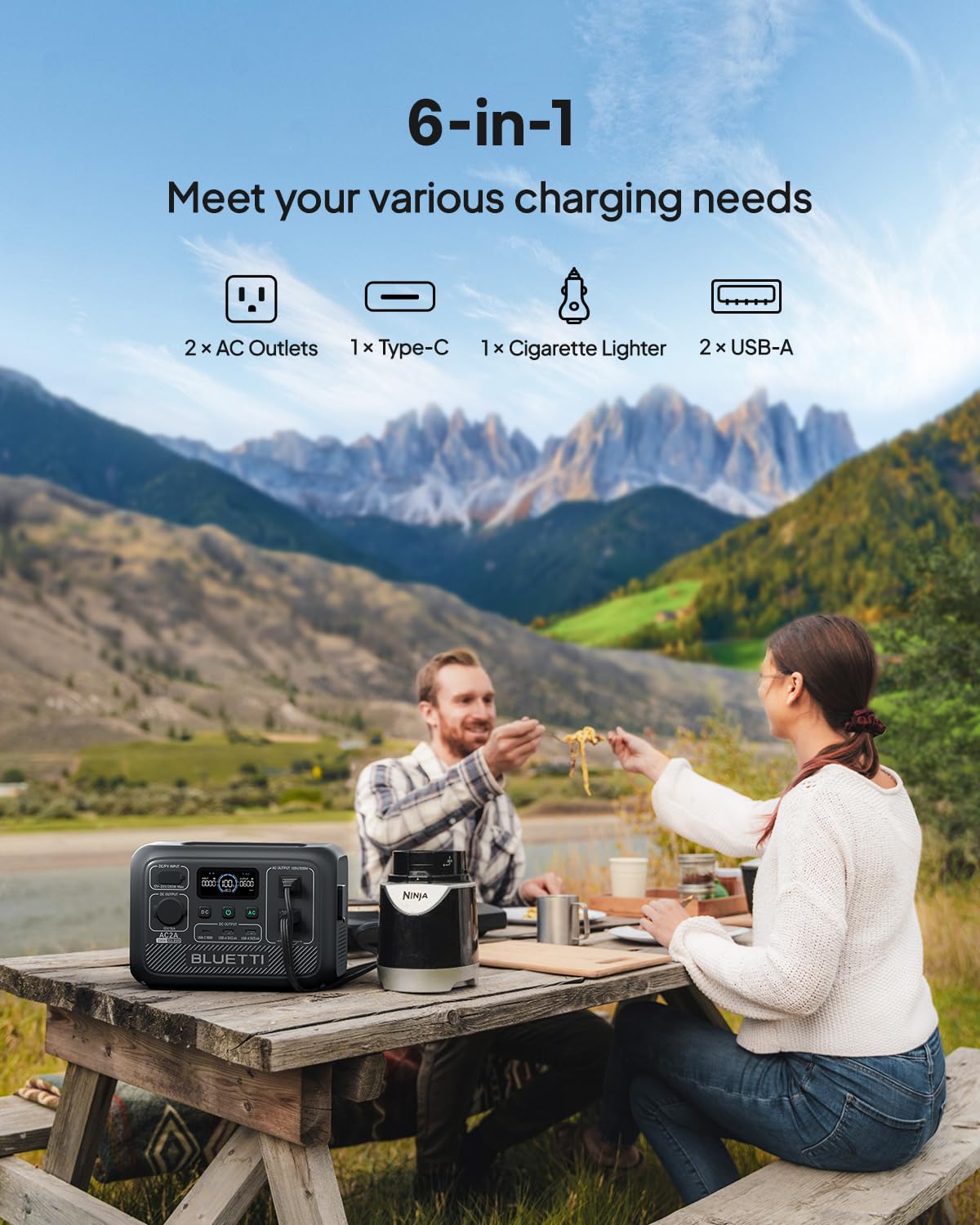 BLUETTI AC2A fast charging to 80% in 40 minutes for quick reuse