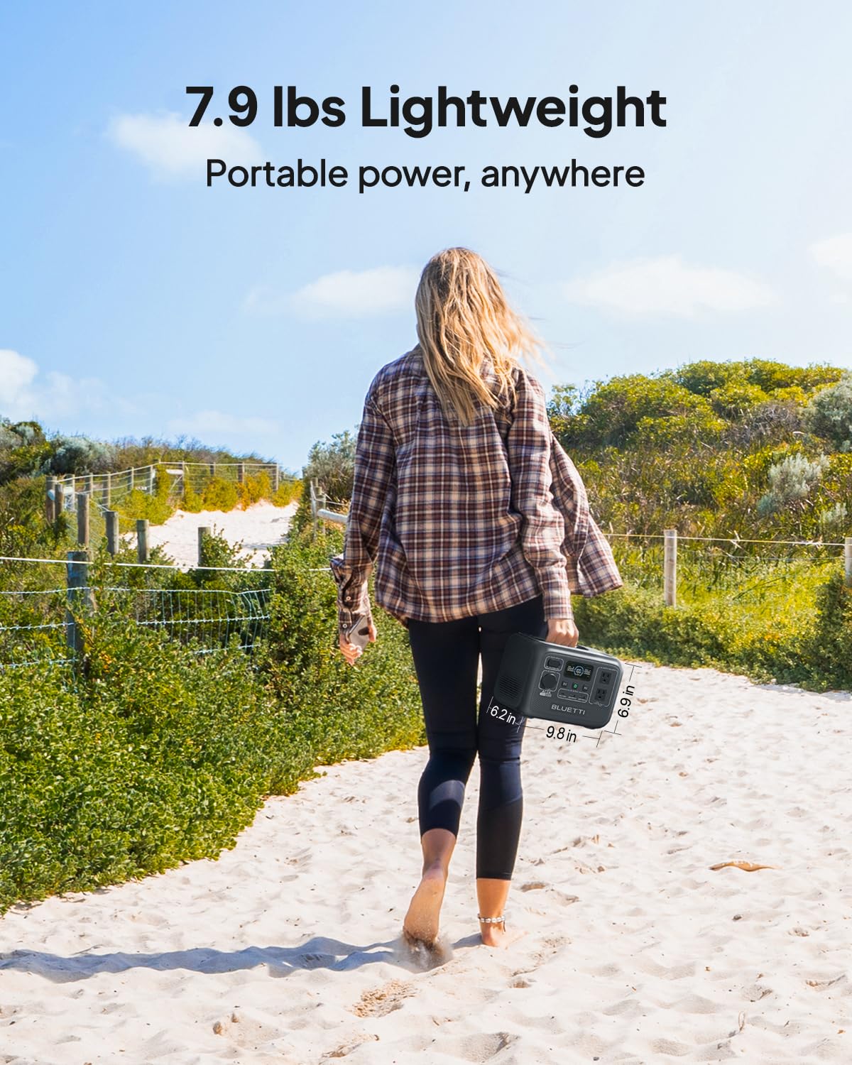BLUETTI AC2A lightweight design at 7.9 pounds for easy transport