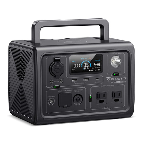 BLUETTI EB3A 268Wh LiFePO4 battery powers off-grid setups efficiently.