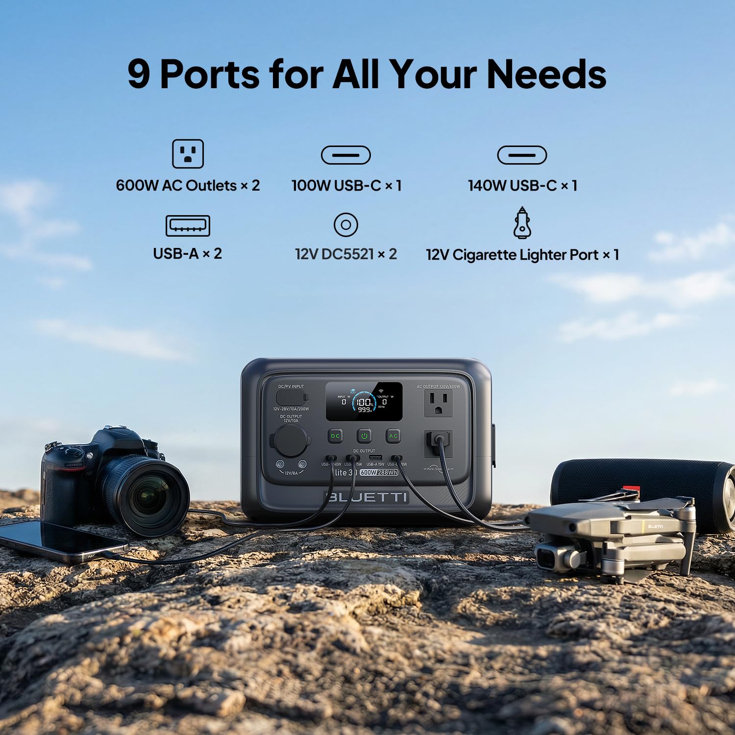 BLUETTI Elite 30 V2 eight charging modes for flexible recharging.
