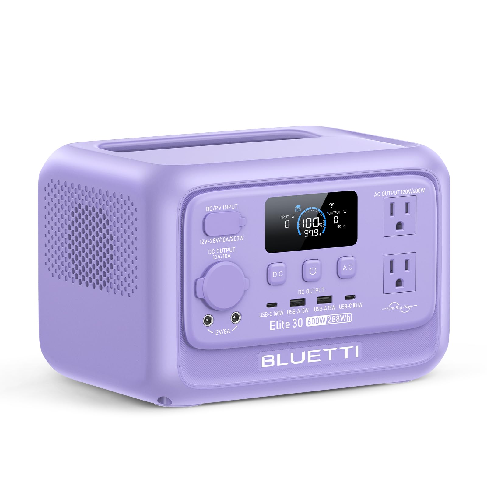Bluetti Elite 30 V2 front view showing compact portable power for on-the-go use