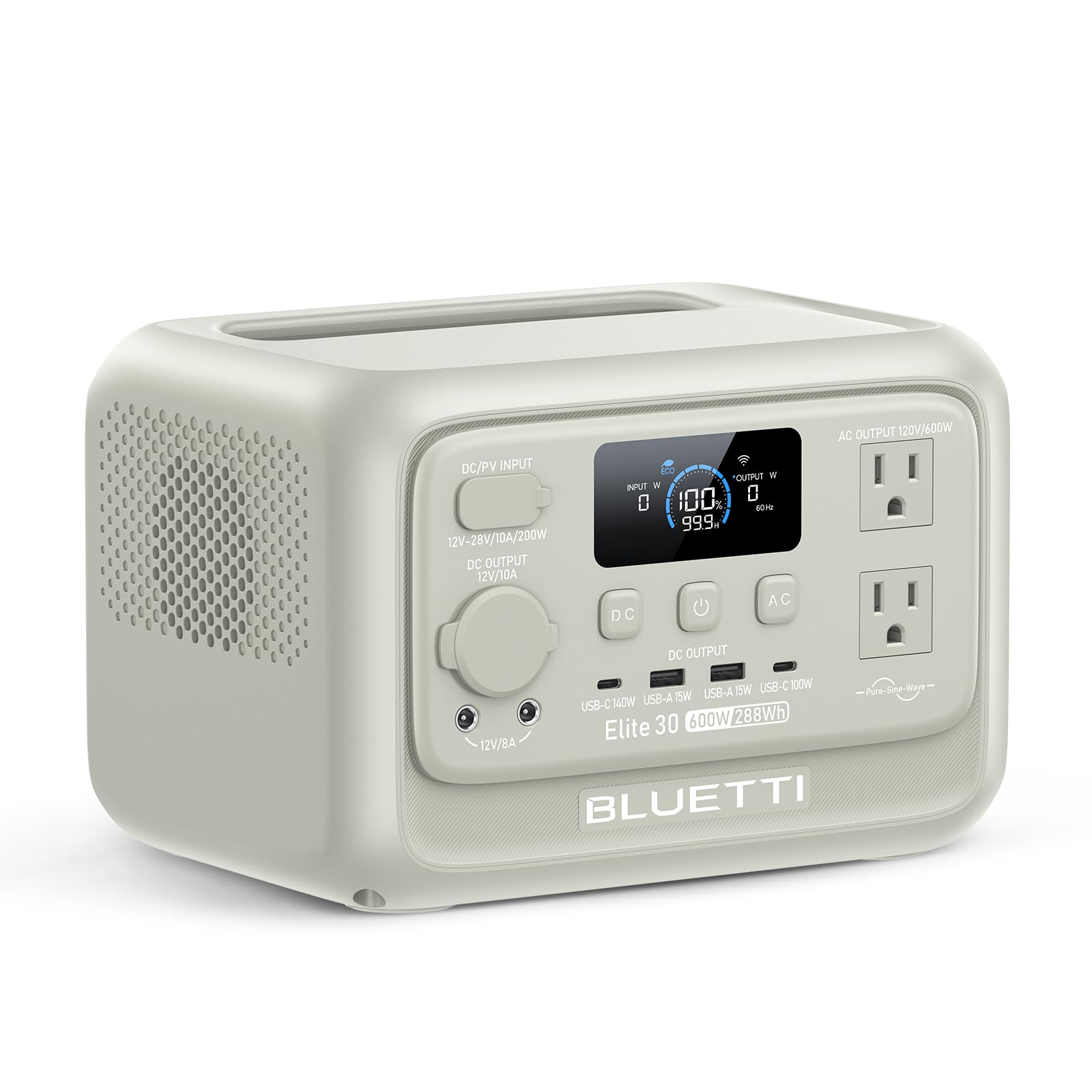 BLUETTI Elite 30 V2 front view showing compact portable power station for versatile use