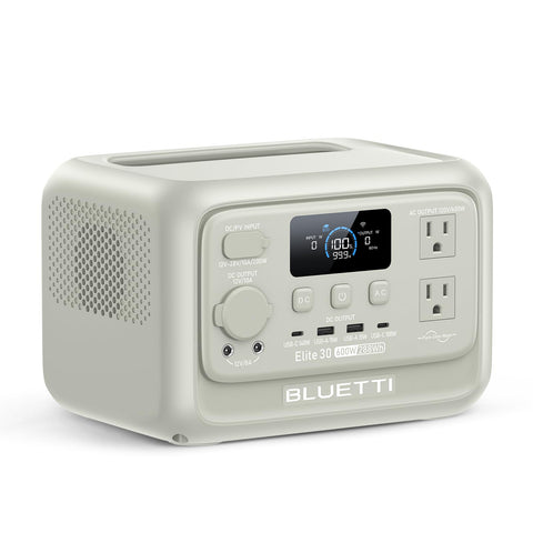 BLUETTI Elite 30 V2 front view showing compact portable power station for versatile use