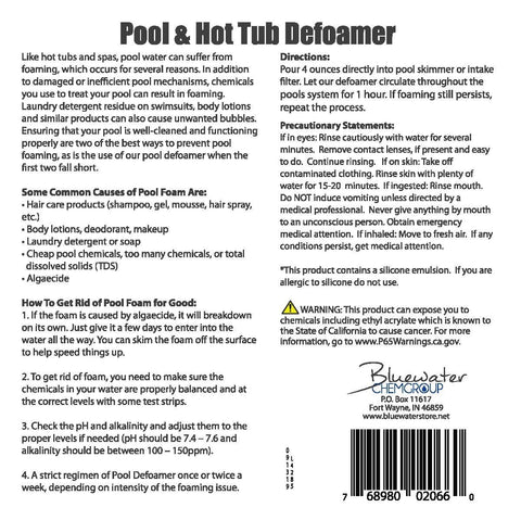 Bluewater Chemgroup defoamer action helps reduce foam with standard sanitizers nearby