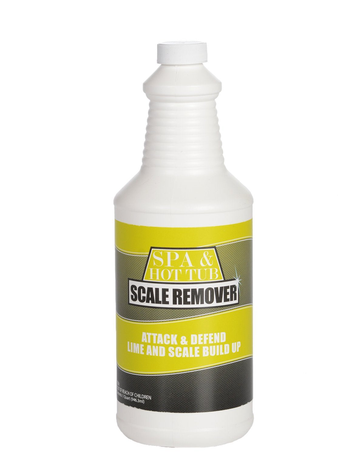 Bluewater Spa Scale Remover bottle ready for application on mineral scale