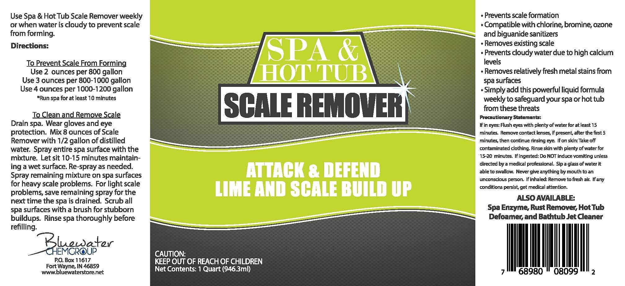 Bluewater Spa Scale Remover after treatment leaving clean, scale-free surfaces