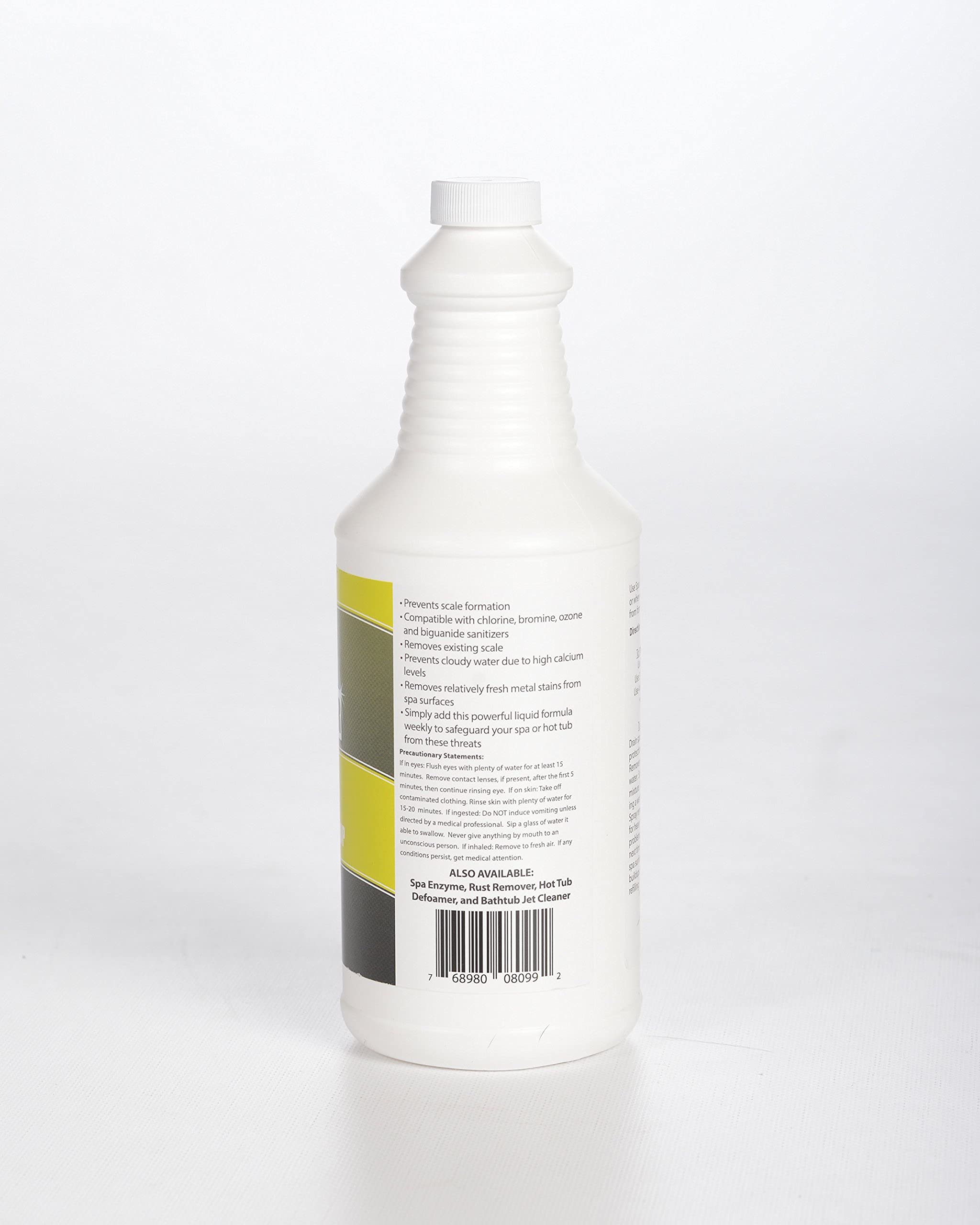 Bluewater Spa Scale Remover applied to filter housing to reduce mineral deposits