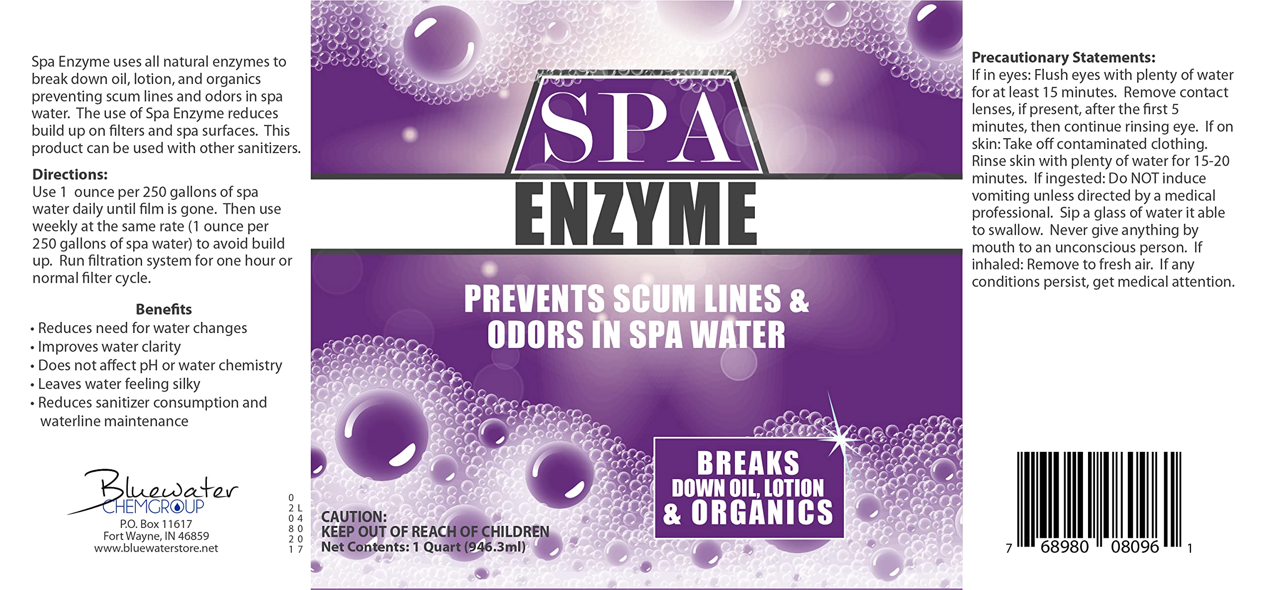 Bluewater Spa Enzymes compatible with chlorine and bromine systems.