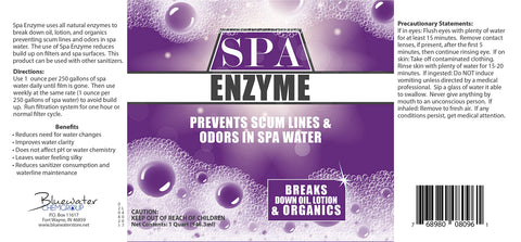 Bluewater Spa Enzymes compatible with chlorine and bromine systems.