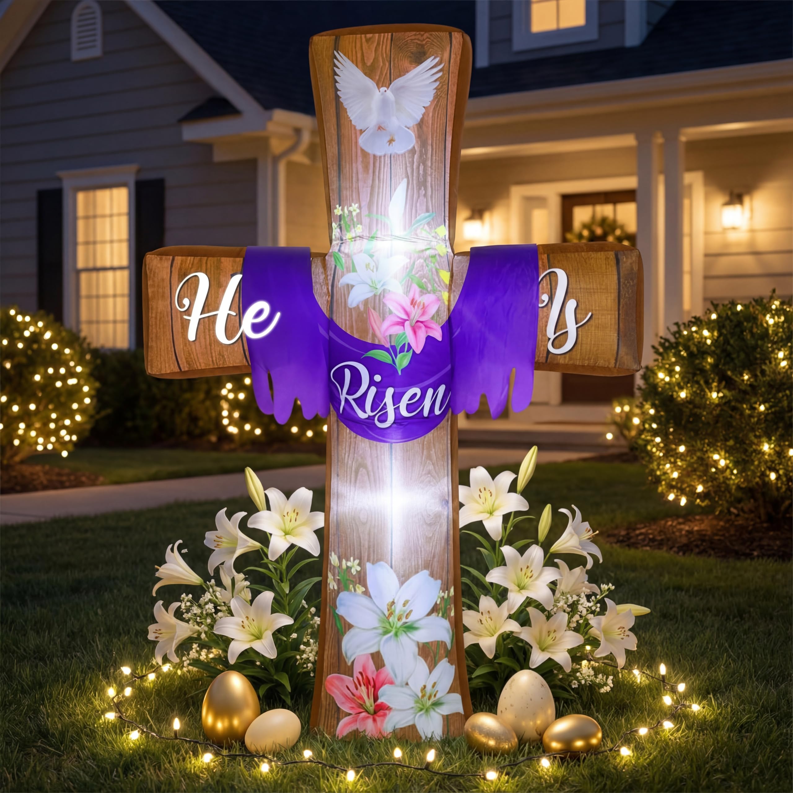 Blueweenly Easter cross at entry display for welcoming Easter ambiance.