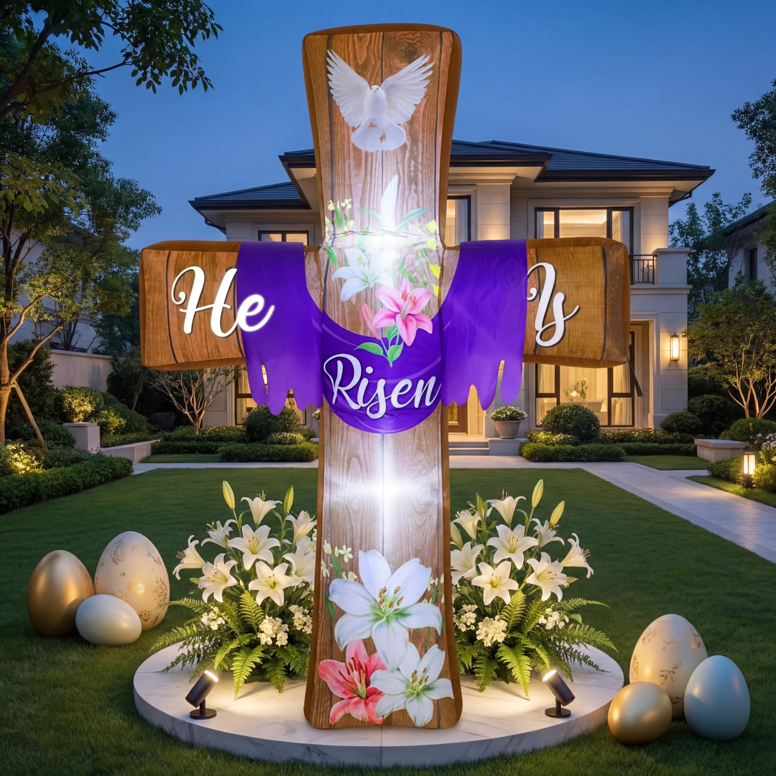 Blueweenly Easter cross inflatable 4.5ft for eye-catching outdoor display.