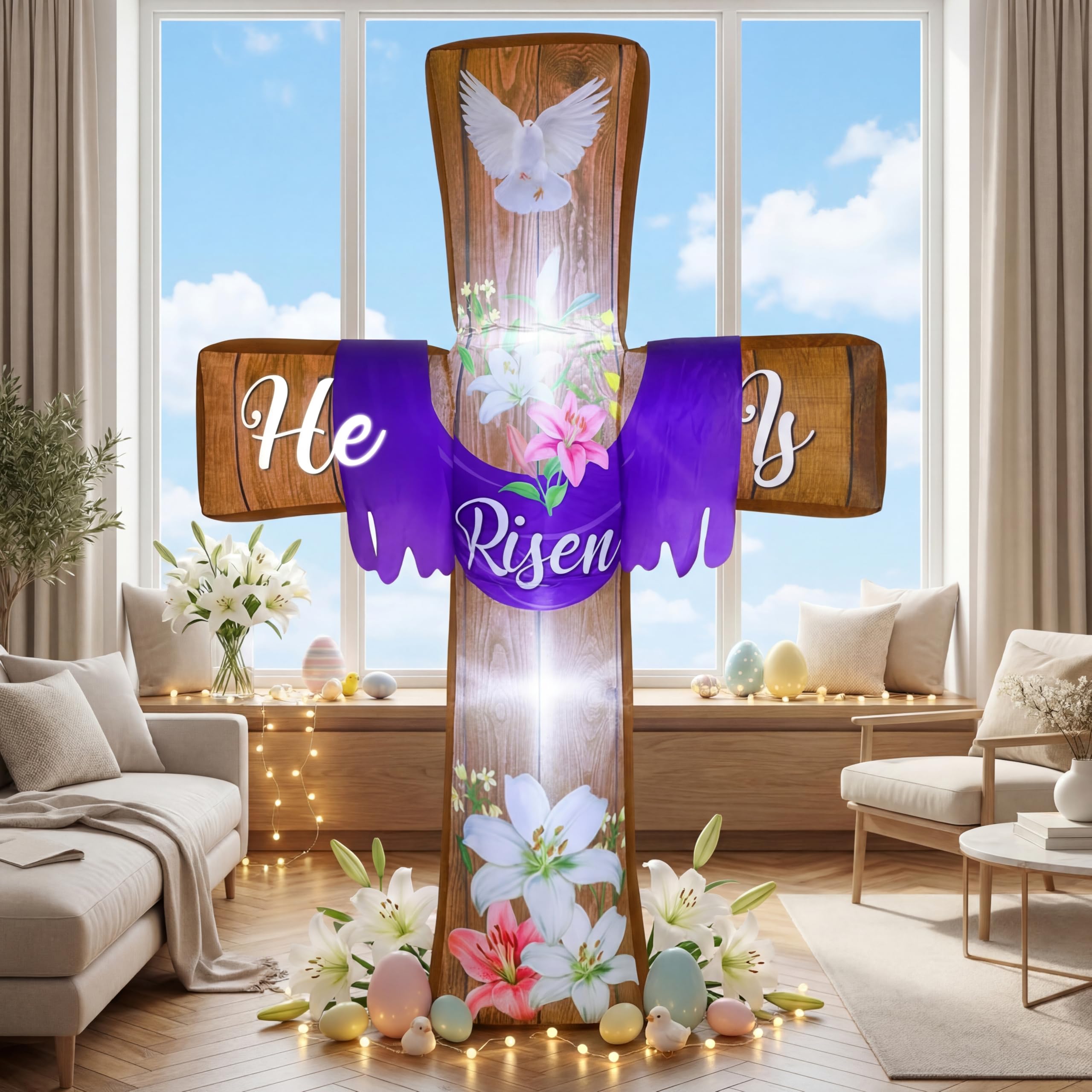 Blueweenly Easter cross lawn decoration for garden or patio accent.