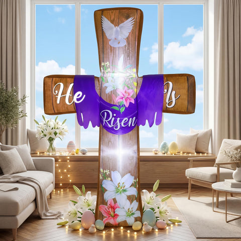 Blueweenly Easter cross lawn decoration for garden or patio accent.