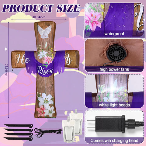 Blueweenly Easter cross with built-in LED lights for day and night visibility.
