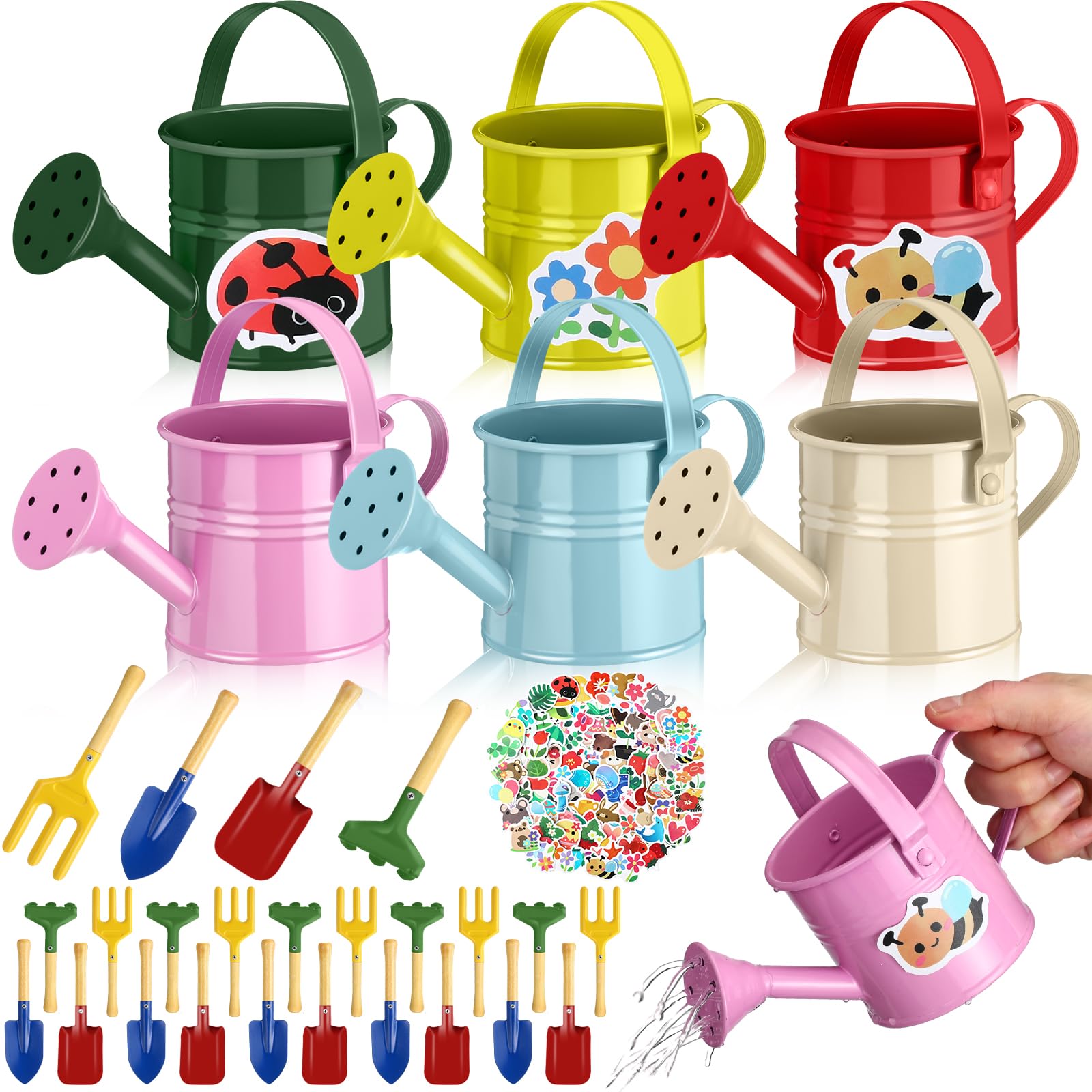 Blueweenly kids garden tools set watering cans for easy plant care.