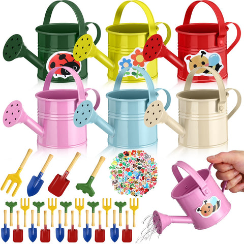 Blueweenly kids garden tools set watering cans for easy plant care.