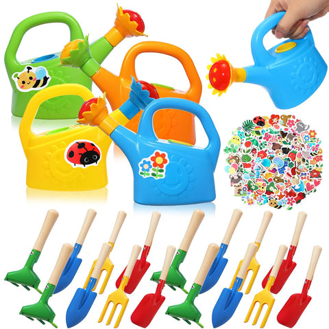 Blueweenly watering cans in vibrant colors invite kids to start watering plants.