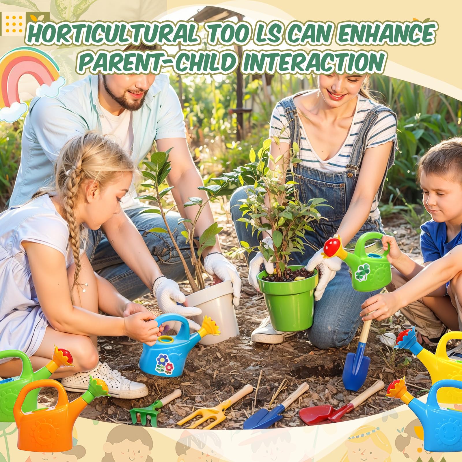 Blueweenly watering cans shown from side highlight compact size.