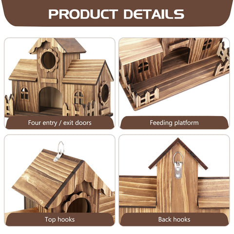BlueYu birdhouse has dual hooks for flexible hanging or mounting.