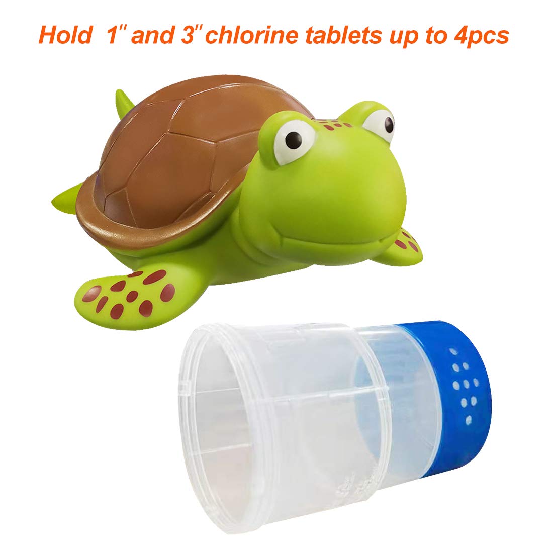 Blufree chlorine floater turtle side view showing playful pool accessory