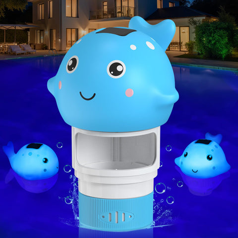 Blufree Whale chlorine floater front view showing easy dosing balance