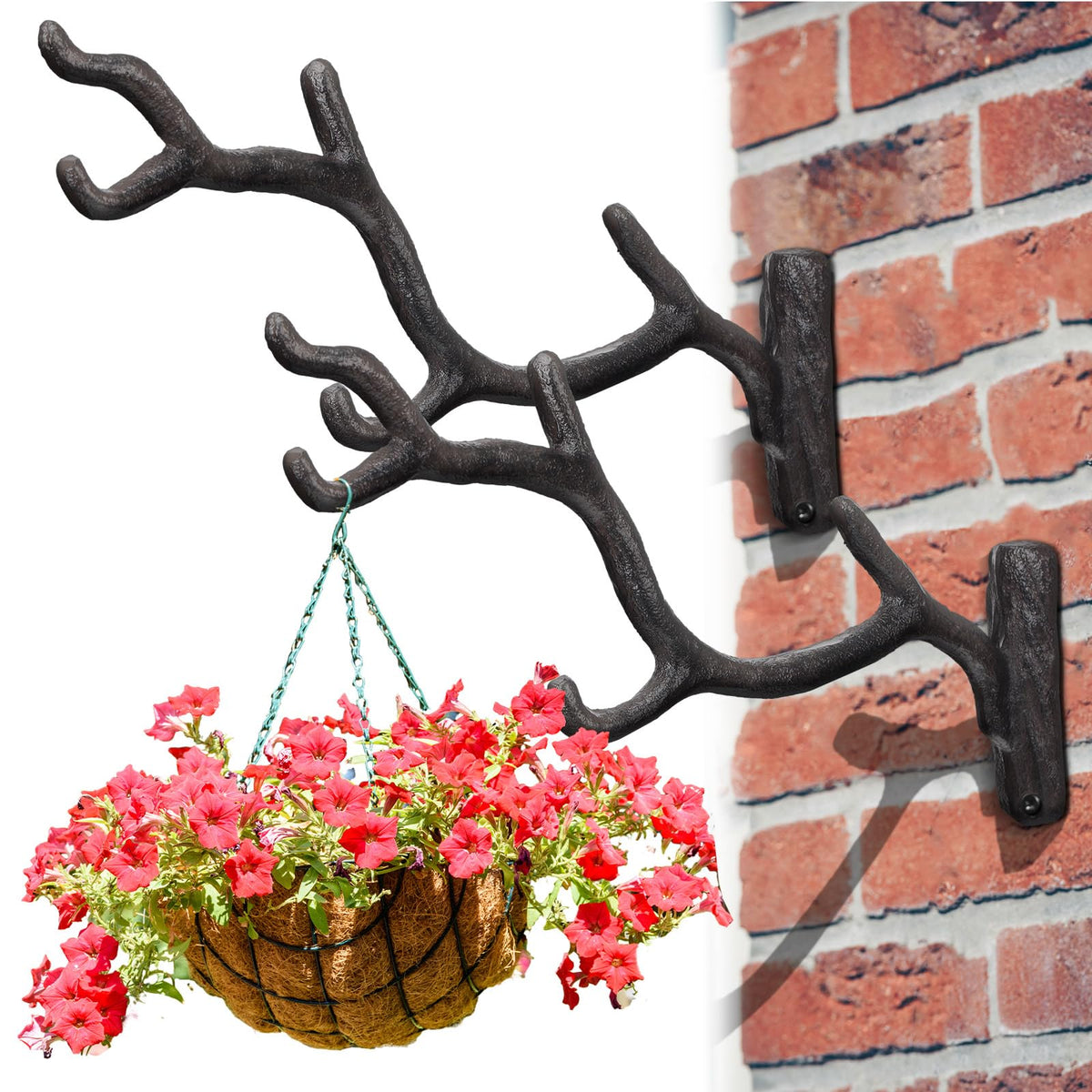 Blulu branch wall hanger 11-inch rust brown, versatile for planters or decor.
