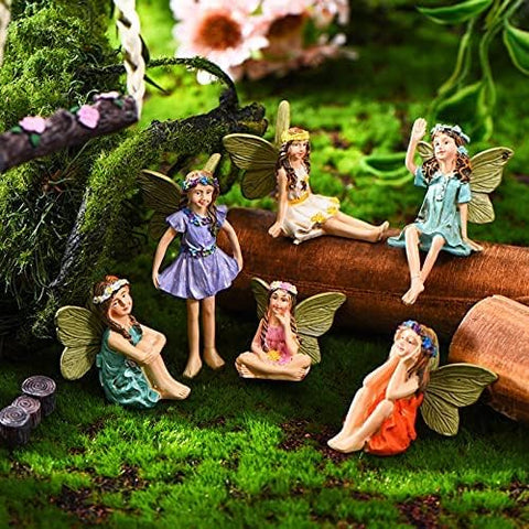 Blulu fairies in varied poses provide lively garden storytelling.