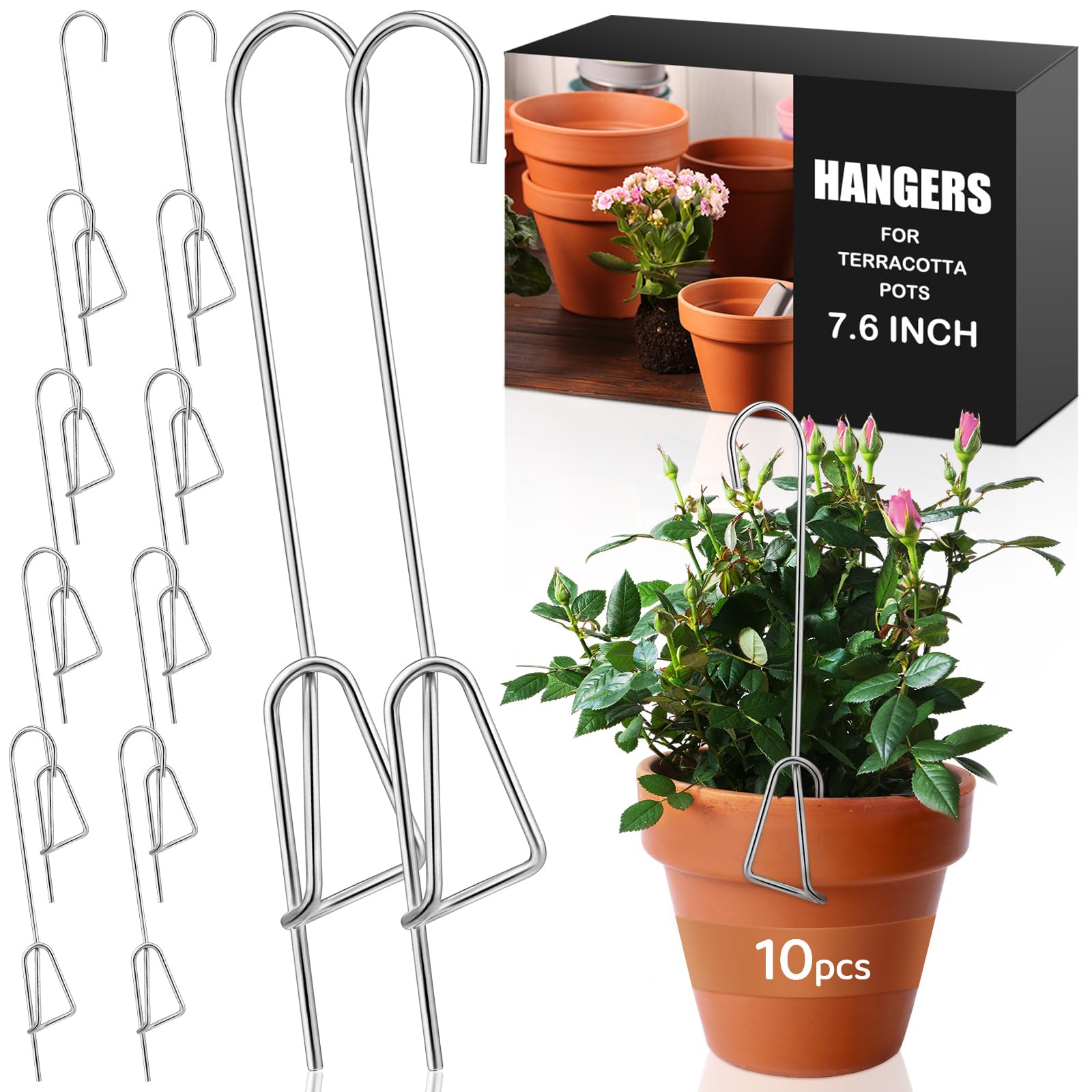 Blulu orchid hanger clip-on pot in silver for easy indoor or outdoor display.