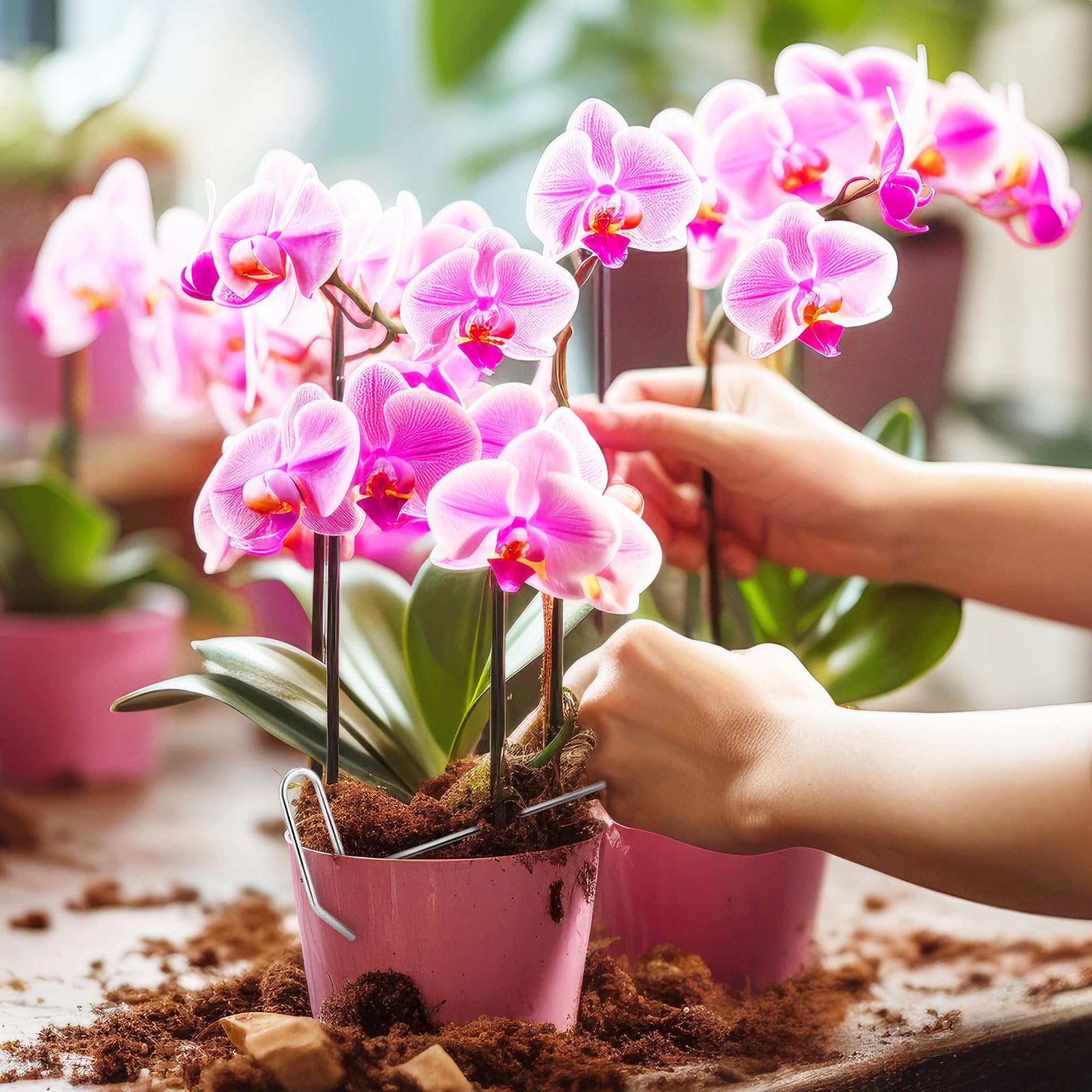 Blulu orchid stability clip supports plants in home displays