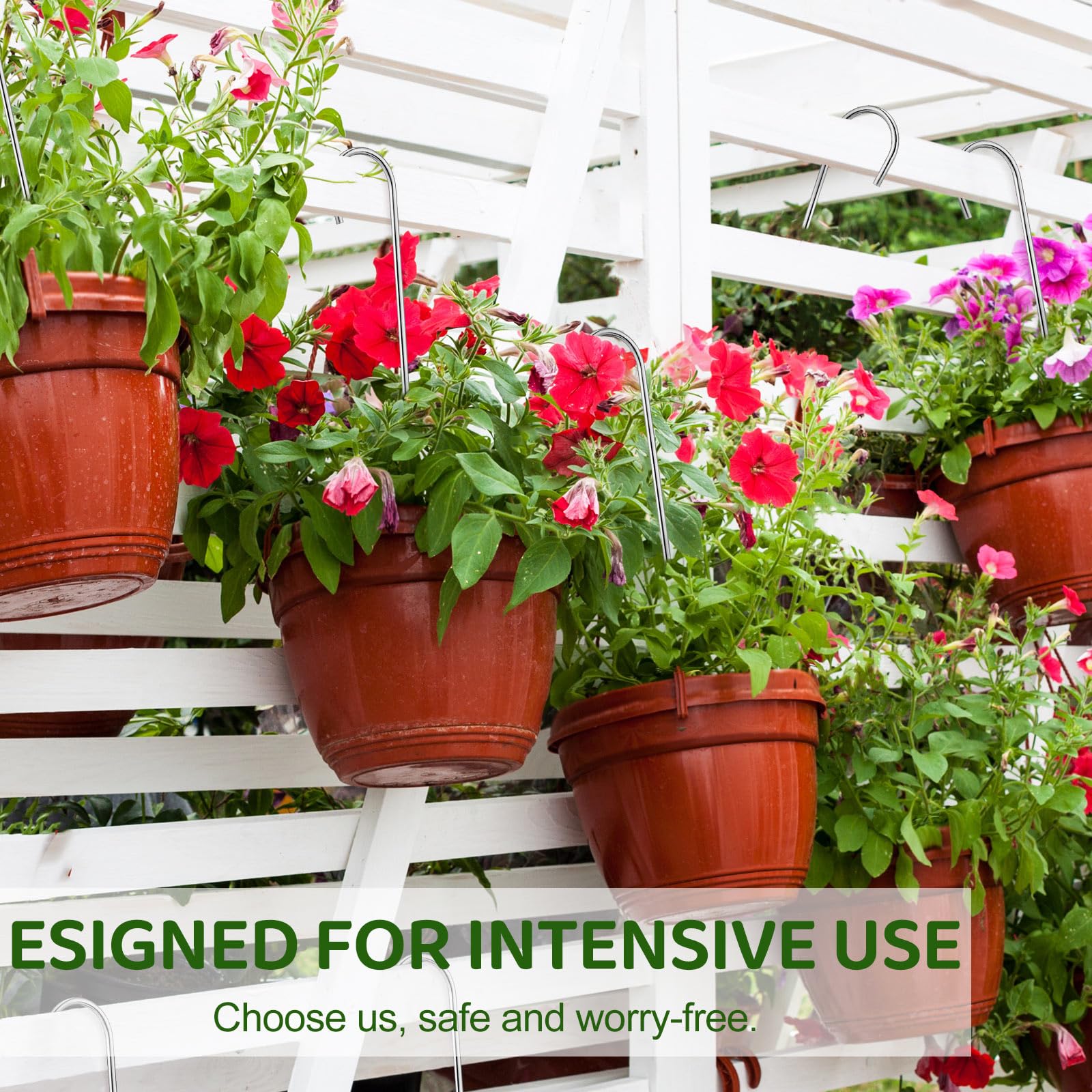 Blulu clip-on hanger supports pots outdoors and indoors up to 14.6 pounds.