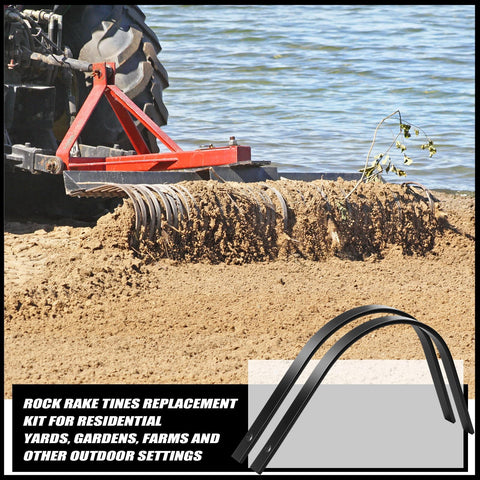 Blulu installation steps showing easy tine swap on a rake
