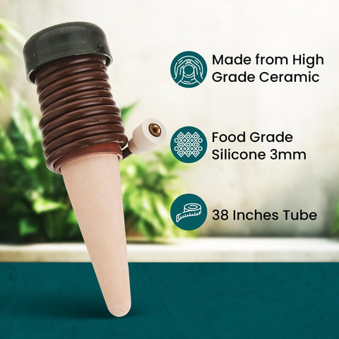 Blumat Classic stakes in indoor plant pot for steady hydration