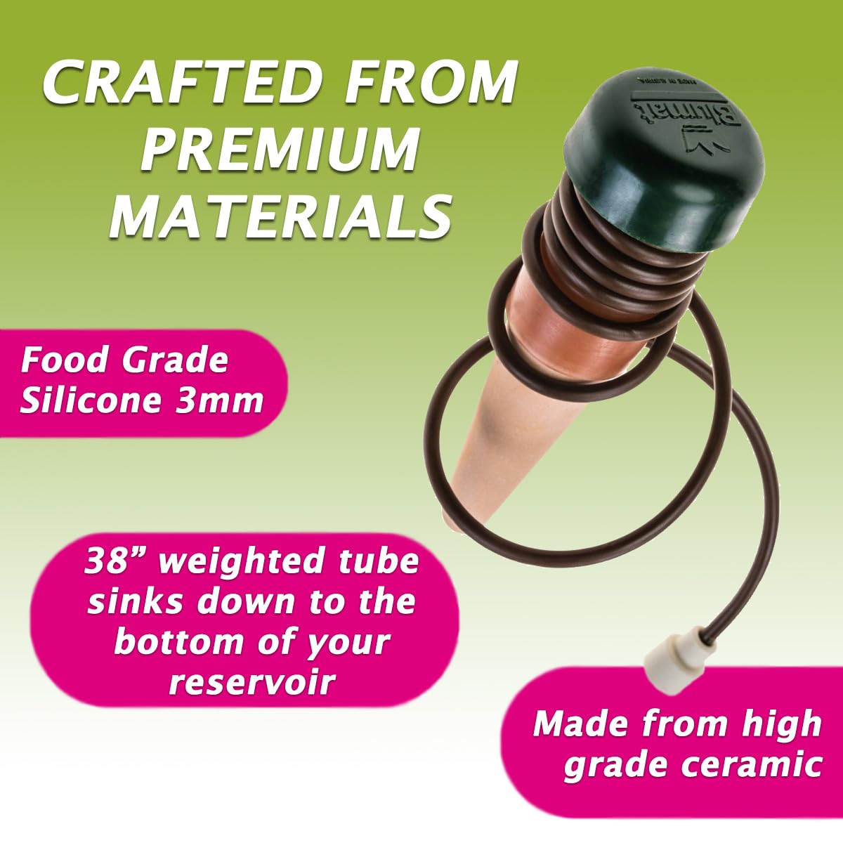 Blumat Classic stake installed in a potted plant for reliable indoor moisture.