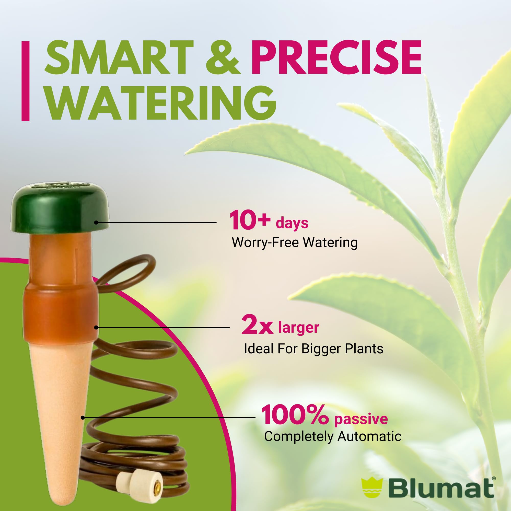 Blumat Classic XL in-pot setup demonstrates quick 15-minute installation for consistent moisture.