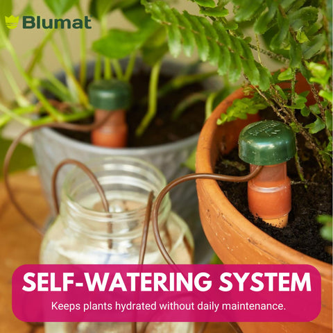 Blumat Classic XL suitable for indoor and outdoor pots with adaptable watering system.
