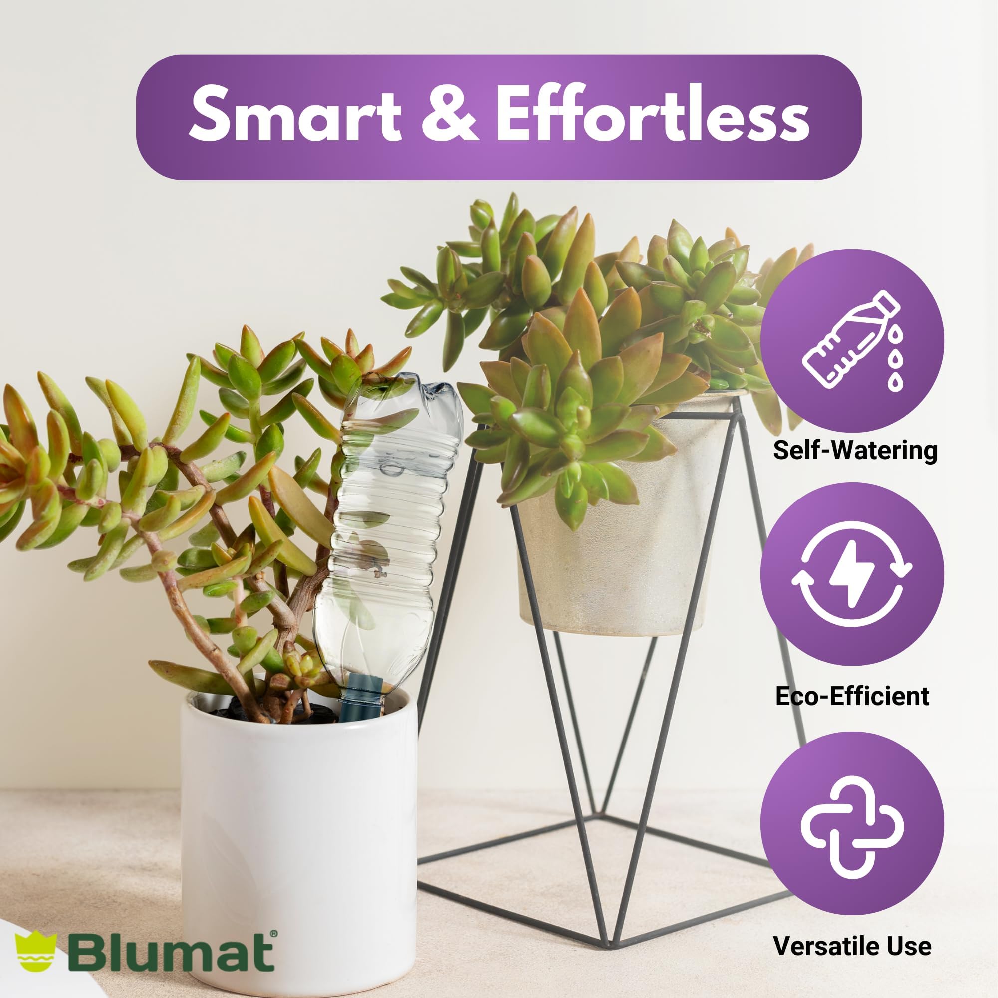 Blumat plant support stakes provide structural help and steady moisture delivery