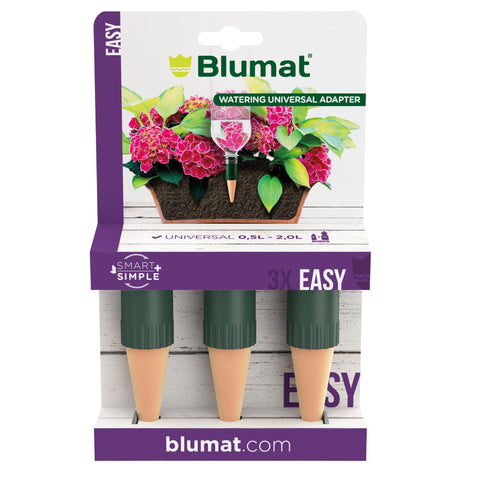 Blumat universal bottle adapter enabling easy self-watering setup for houseplants