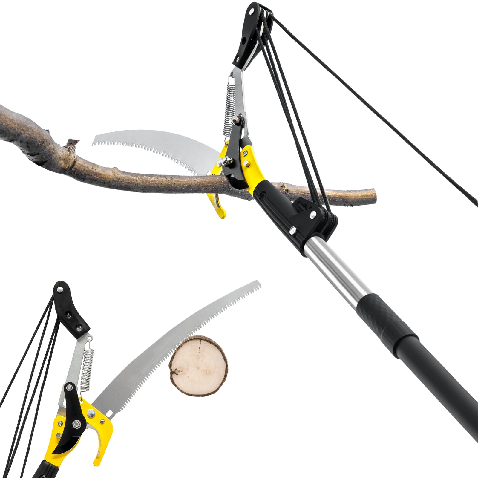 BlumeTrec 10.5ft pole saw reaches high branches for pruning.