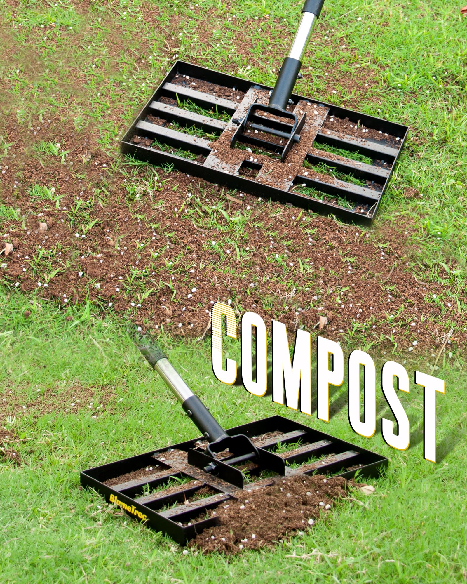 BlumeTrec 17x10 sand leveler head in action leveling gravel.