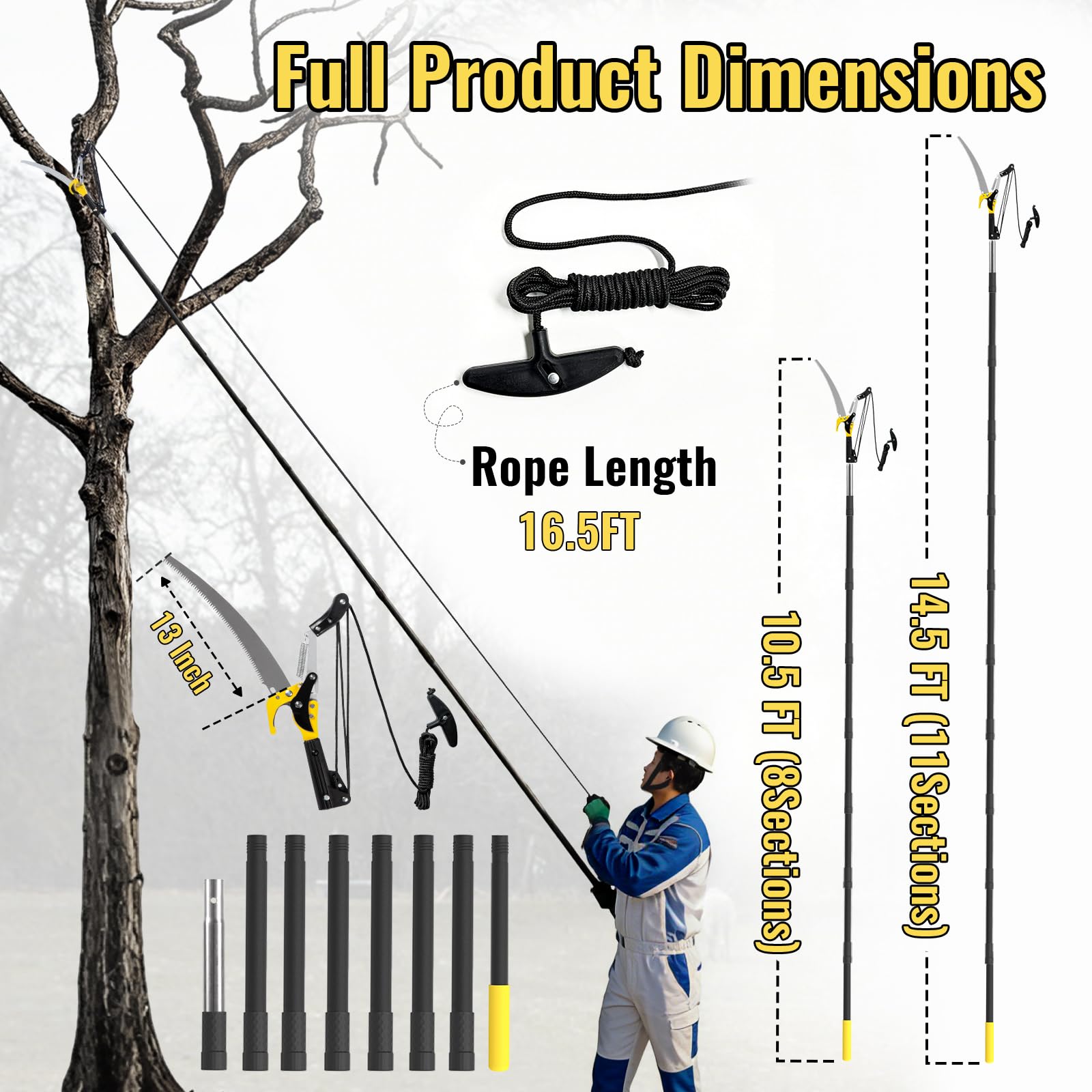 BlumeTrec 2-in-1 pole pruner and saw for versatile cuts.