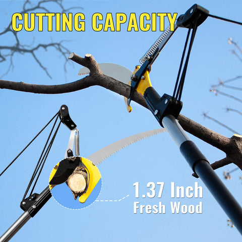 BlumeTrec 4-pulley rope system in action for easier cuts.