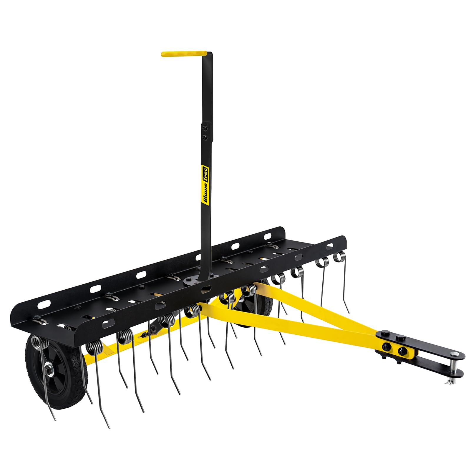 BlumeTrec 40-inch tow-behind dethatcher covers large areas quickly.