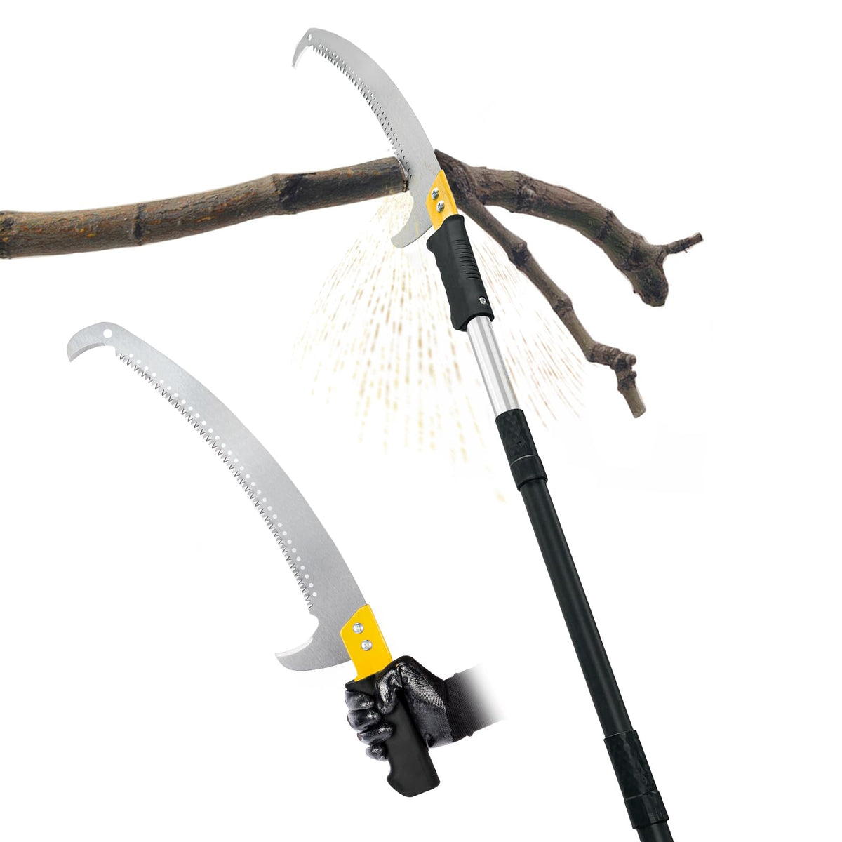 BlumeTrec 8.5ft pole saw extended length lets you prune high branches from the ground.
