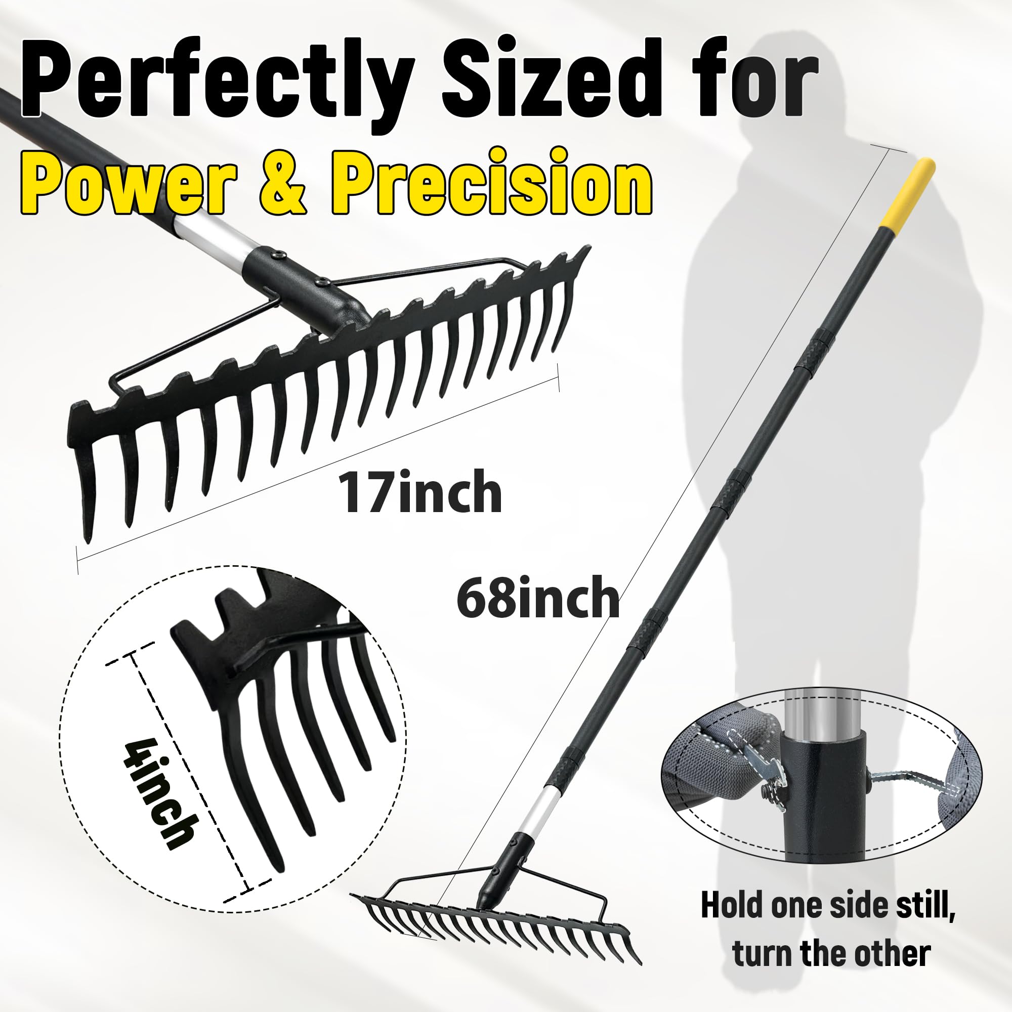 BlumeTrec adjustable-handle assembly for ergonomic height and comfortable yard work.