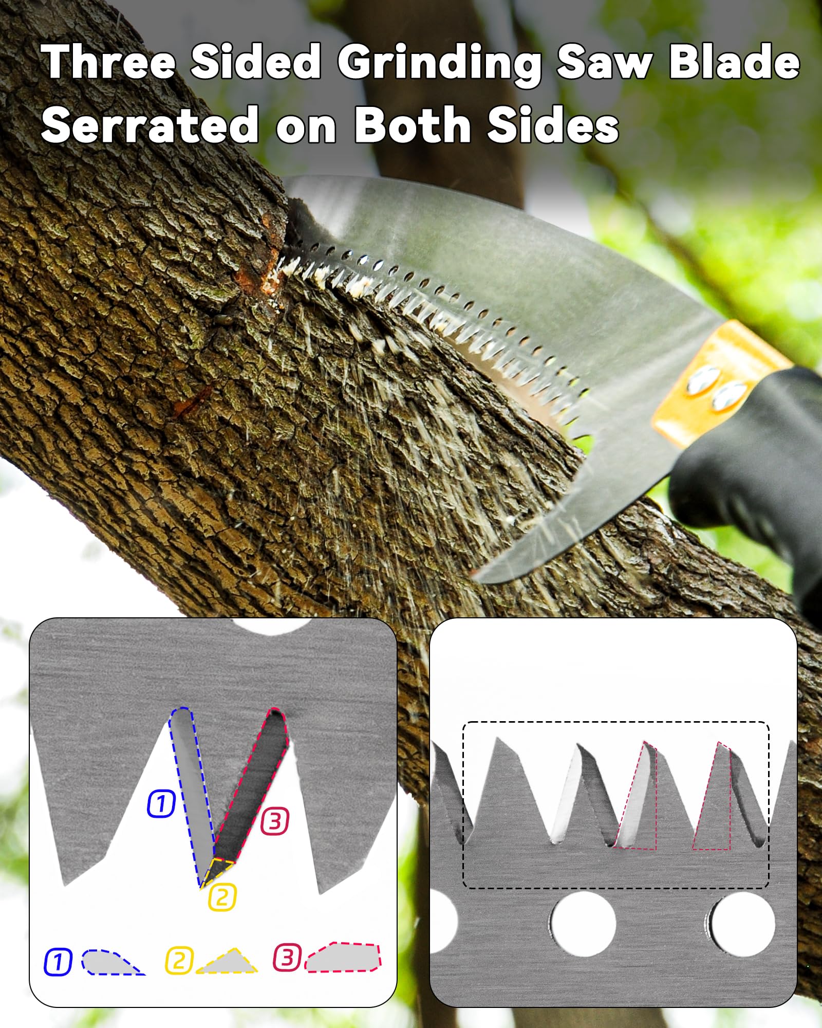 BlumeTrec anti-slip grip handle provides comfortable control during long pruning sessions.