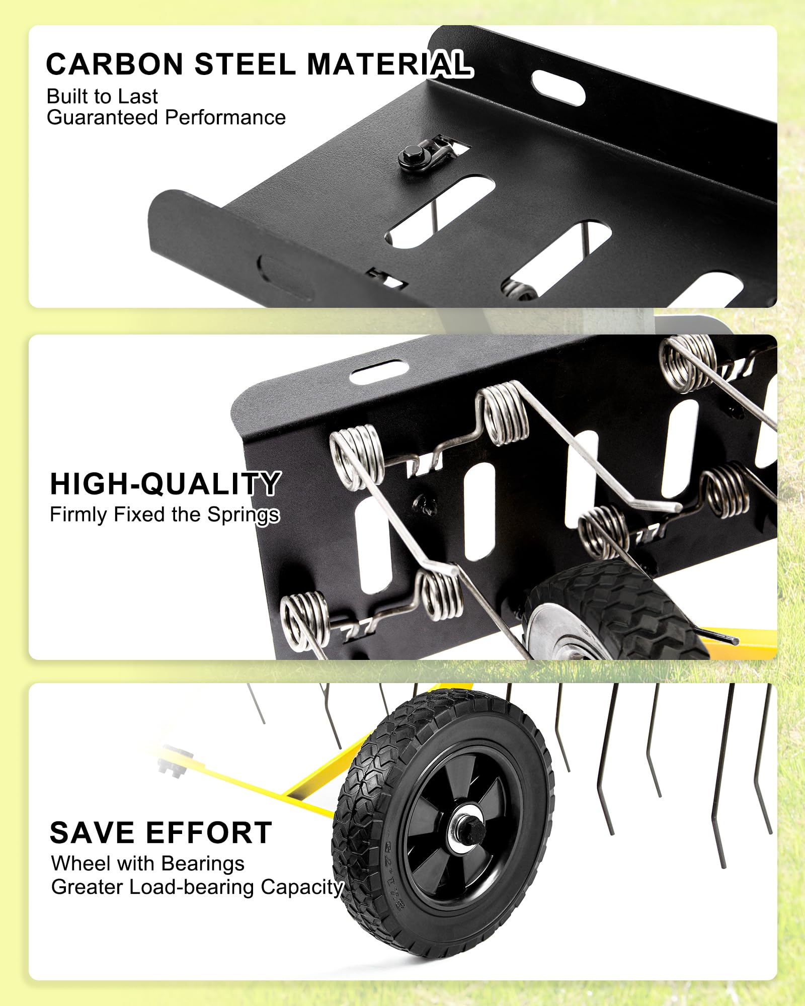 BlumeTrec ballast platform adds 100 lb for deeper dethatching.