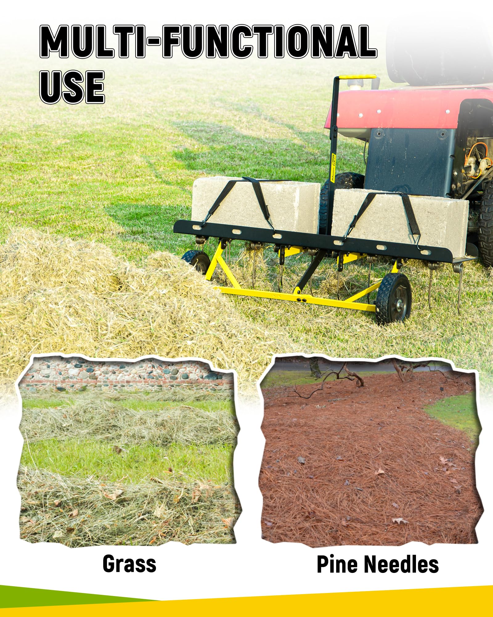 BlumeTrec dethatching action on lawn showing debris loosening and aeration