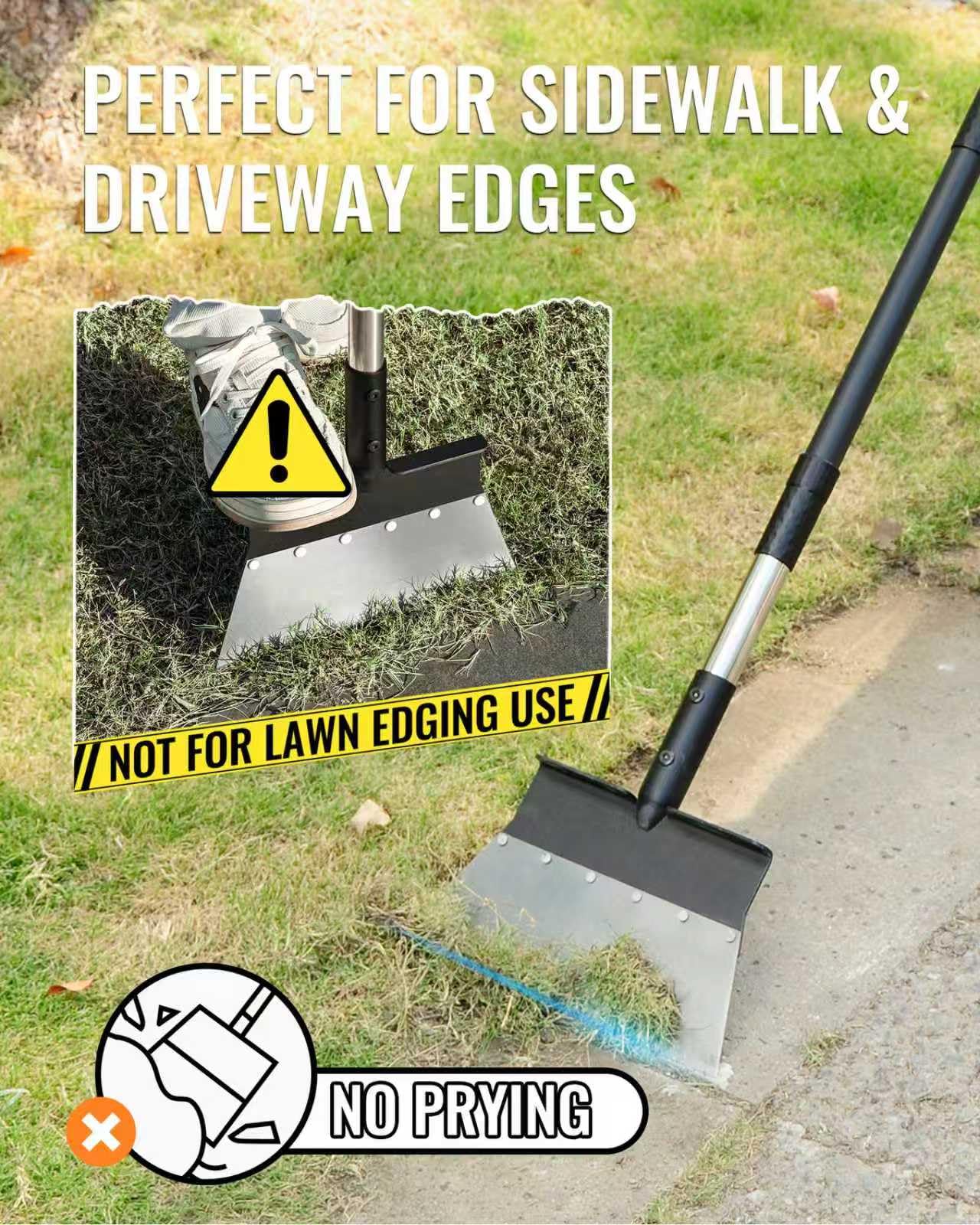 Reinforced blade with six rivets stays stable during tough soil tasks.