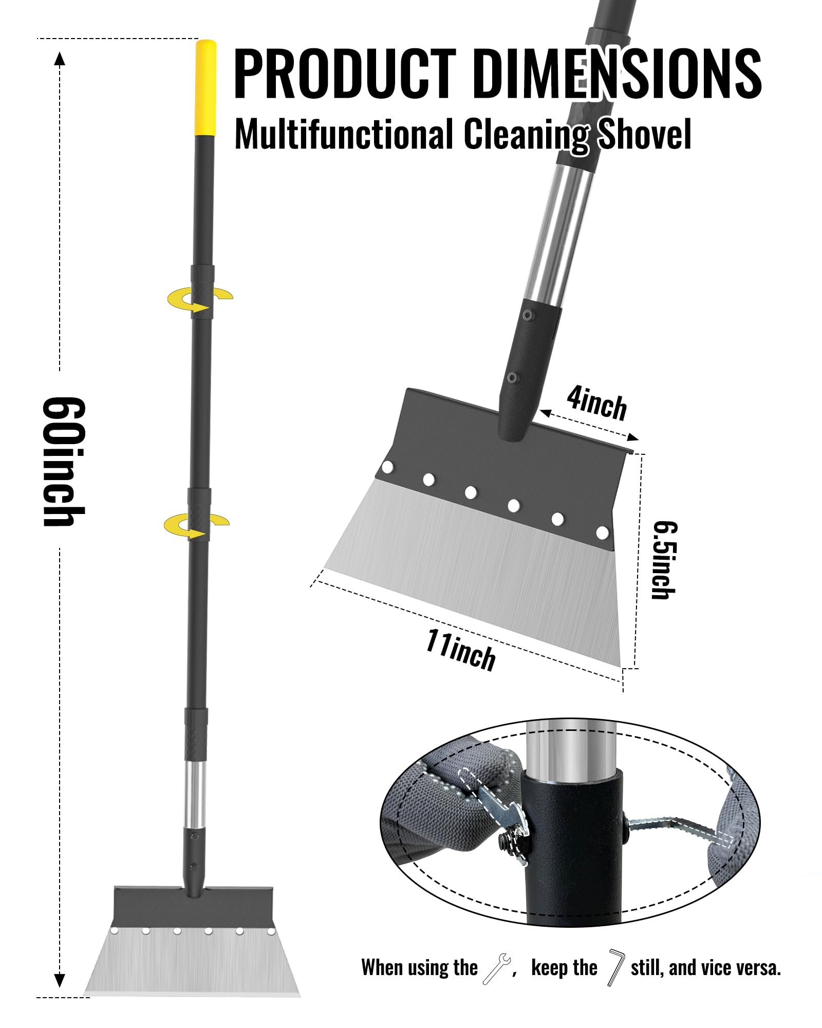 BlumeTrec 60 inch adjustable handle provides extended reach for tall areas.